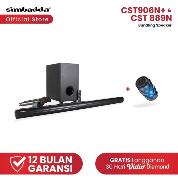 Simbadda Soundbar Bass Cst 906N+ & Speaker Bluetooth Cst 889N Bundle