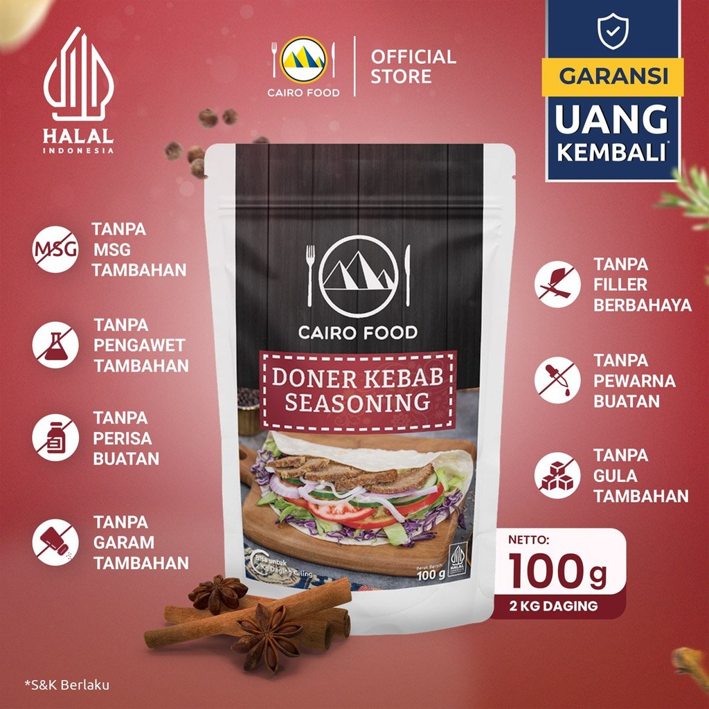 

Bumbu Doner Kebab Sehat – Tanpa MSG, 100% Rempah Murni | Cairo Food - 100 gram