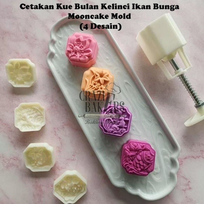 

BEST SELLER CETAKAN KUE BULAN KELINCI IKAN BUNGA MOONCAKE MOLD (4 DESAIN)