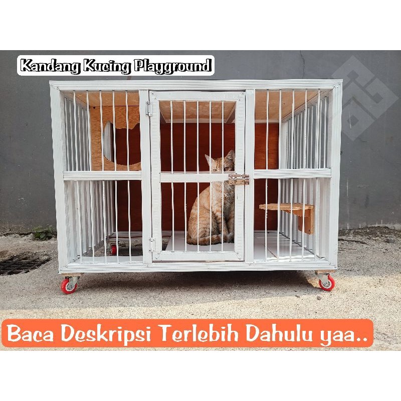 KANDANG KUCING BESI WITH CAT PLAYGROUND JAKARTA TERMURAH KANDANG MUSANG