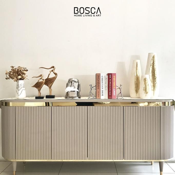 Bosca Living - Meja Credenza Kabinet TV Abu Gold / Meja TV Credenza / Meja Bufet Minimalis Modern Me