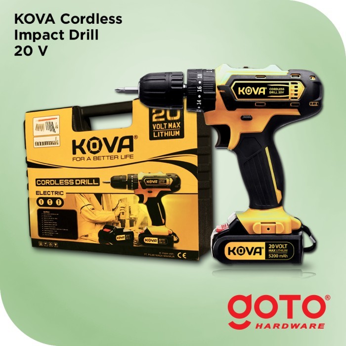 Kova 20V Cordless Drill Bor Listrik Tembok