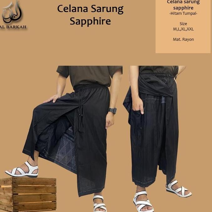 Celana Sarung Sapphire Hitam Tumpal Perlengkapan Sholat Pria Dewasa Remaja Kain Muslim RIY
