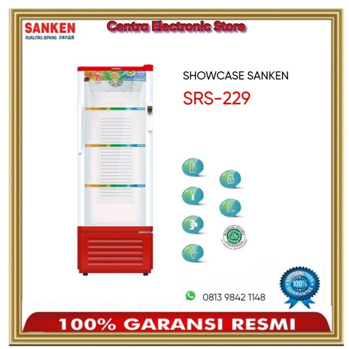 SANKEN SHOWCASE 3 RAK 220 LTR SRS-229 / SRS229 BK SRS 229 MR
