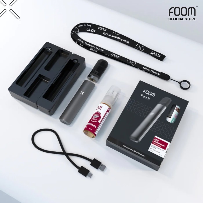 Terlaris Foom X Pod Kit Bundling Space Grey Device + Liquid Salt 15Ml Authentic Best Seller