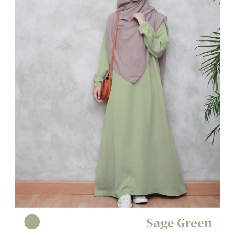 aliva dress gamis wanita hijab azzahra warna Sage green