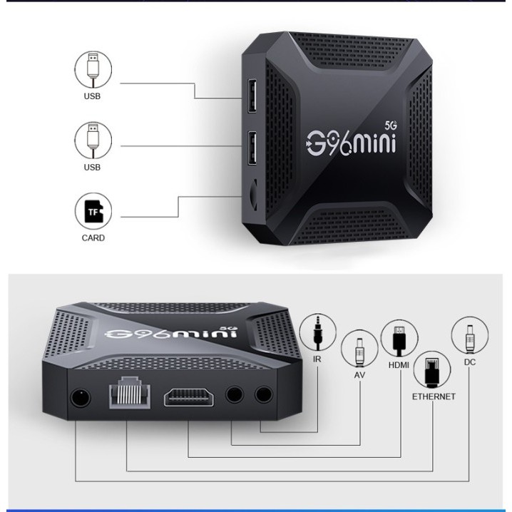 G96MINI ANDROID TV SET-TOP BOX ANDROID 13 WIFI: 2.4G+5G 4K HD TV BOX