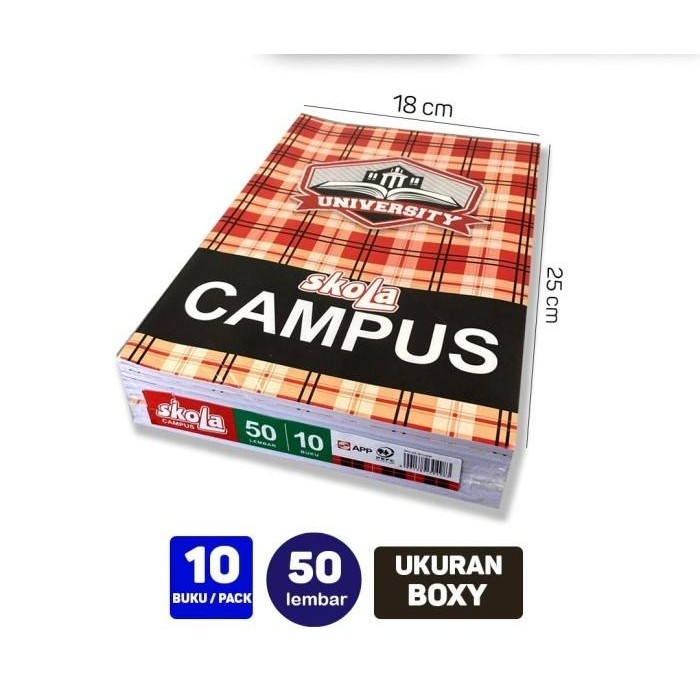 

TERBAIK BUKU TULIS CAMPUS SKOLA 50 LEMBAR (1 PACK ISI 10 BUKU) KODE 1047