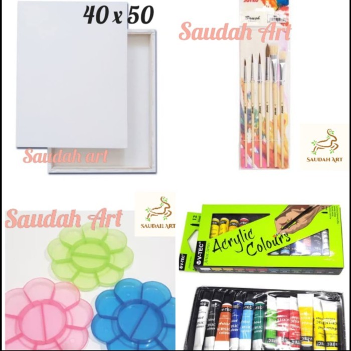 

Paket Kanvas Lukis (Kanvas 40X50,Kuas,Palet,Cat Akrilik) Best Quality