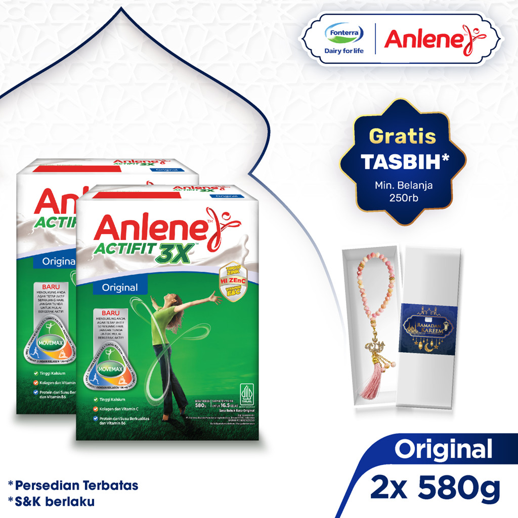 

Anlene Actifit 3X Susu Bubuk Dewasa Original 2 x 580g - Nutrisi Tinggi Kalsium Untuk Tulang, Sendi, dan Otot