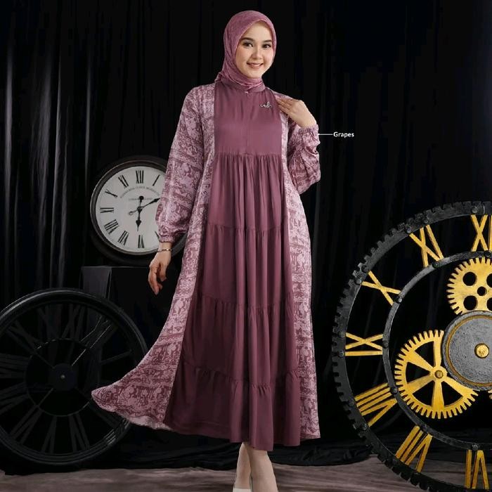 Qarima Dress Dan Midi Dress Nadheera Luxury Gamis Motif Simple Kondangan Muslim