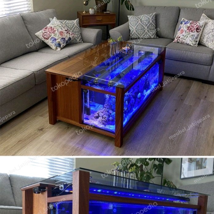 meja aquarium kayu - aquarium fulset - aquarium jati - aquarium hias