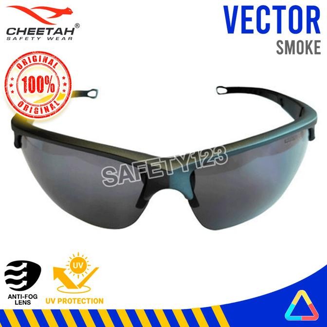 Original.. Cheetah Vector Kacamata Safety Premium Glasses Hitam Black Smoke