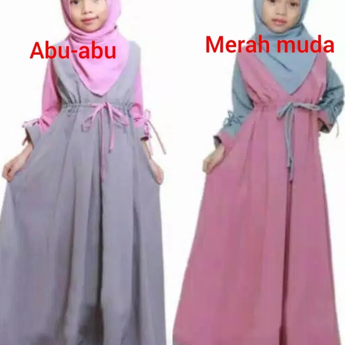 ME246 gamis anak maxi hijab muslim polos perempuan maxi dress 7 8 9 10 tahun GRATIS ONGKIR