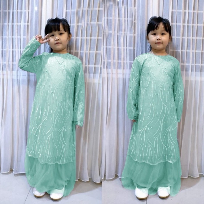 QF593 GAMIS ANAK BRUKAT KID POLOS GERALDA WARNA HIJAU WARDAH OBRAL