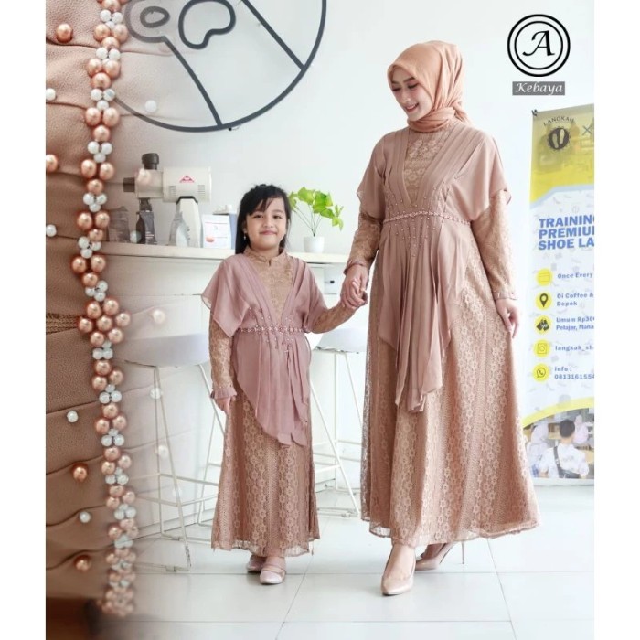 RS968 gamis couple ibu dan anak/gamis brokat Malika premium/gamis couple TERMURAH