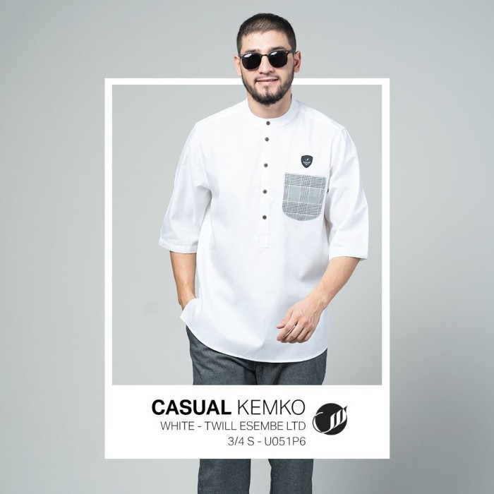 FA935 SAMASE Kemko Casual U051P Kemaja Koko Pakaian Muslim Pria Terbaru 3/4 NEW