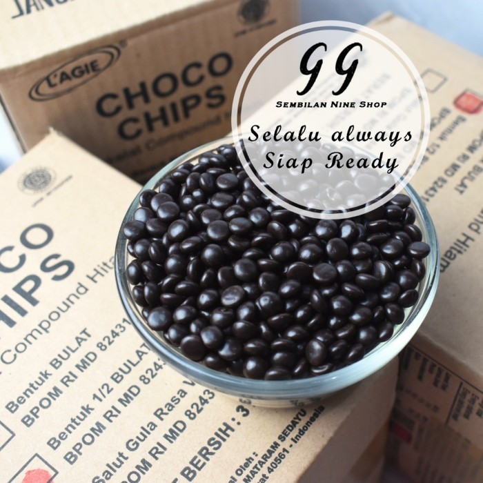 

TERBATAS LAGIE 250 Gram CHOCO CHIPS Dark Setengah 1/2 BULAT Cokelat Compound