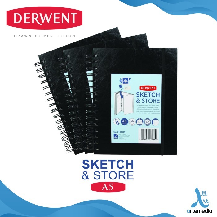 

Buku Sketsa Derwent A5 Sketch & Store Hard Cover Wire Bound Sketchbook