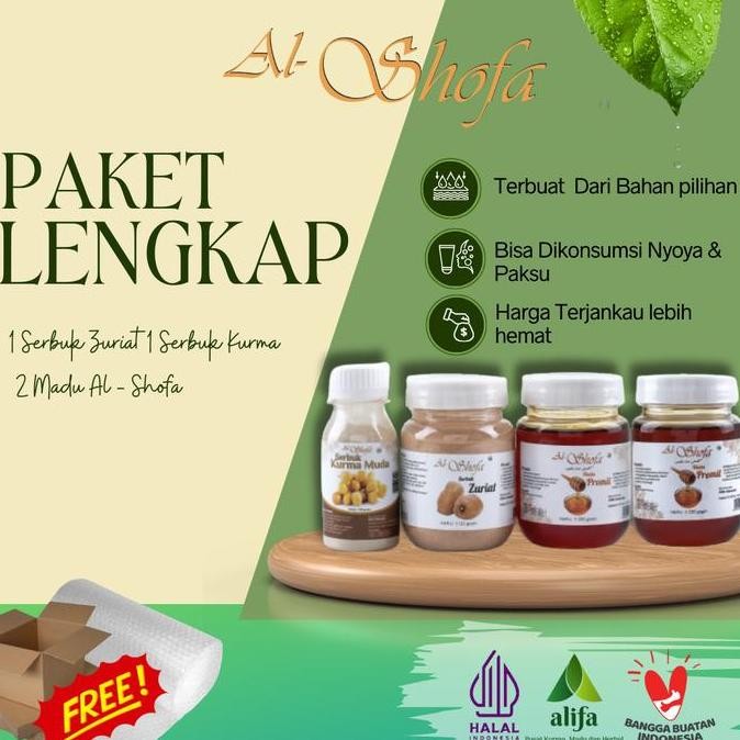 

2 Madu Al Shofa 250Gr & 1 Serbuk Zuriat 125Gr & 1 Kurma Muda 65Gr Free Kardus Dan Bubble Original Dan Terpercaya
