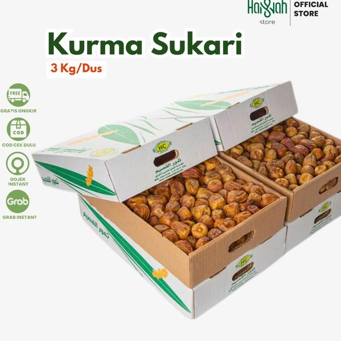 

Kurma Sukari / Kurma Raja Dus 3 Kg / Kurma Basah Original Dan Terpercaya
