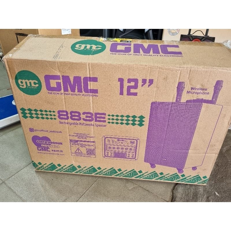 Speaker Portable GMC 12inch 883E + 2 Mic Wireless