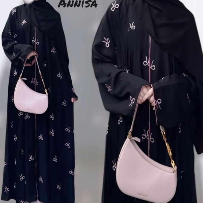 Abaya Annisa Dewasa Pita Bordir Jetblack Promo