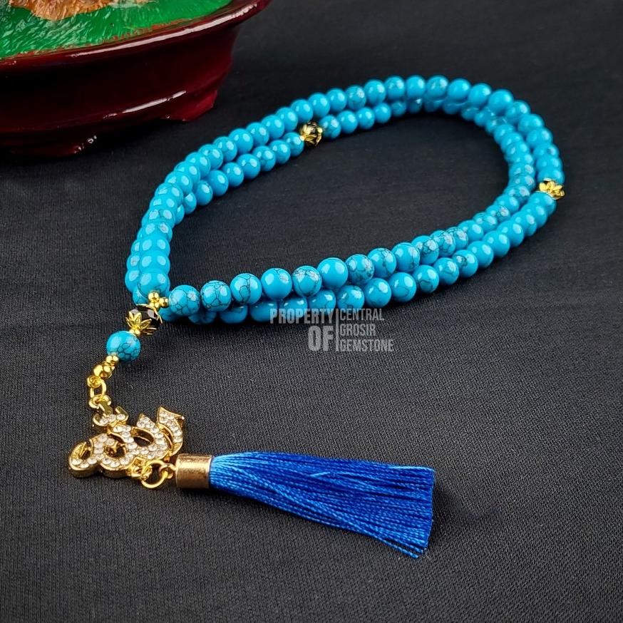 TASBIH 99 BUTIR BATU PIRUS BIRU TASBEH JOKOWI HABIB LUTFI TURQUOISE BERKUALITAS