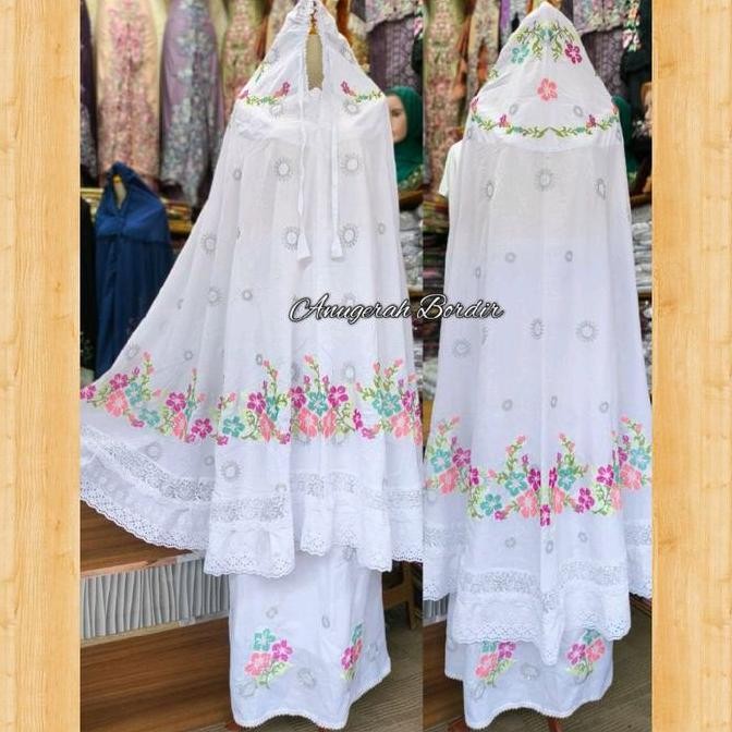 Terjangkau Mukena Bordir Strimin Bahan Katun Paris