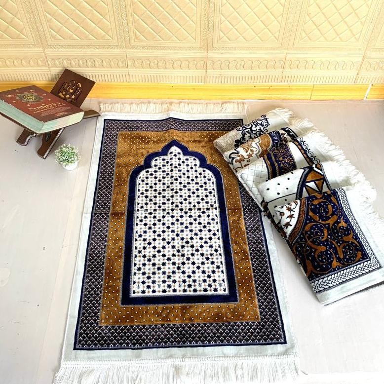 SAJADAH TURKEY PUTIH SEMI KARPET SAJADAH RAUDOH TERBARU SAJADAH SAFATEX UK 70110 BERKUALITAS