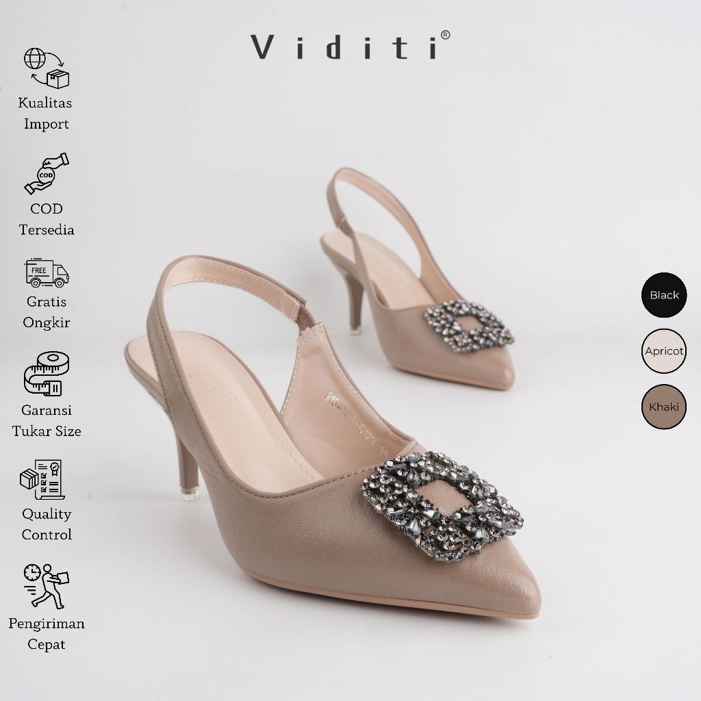 Viditi Crystal Sling Back Heels 6 cm // Sepatu Import Wanita