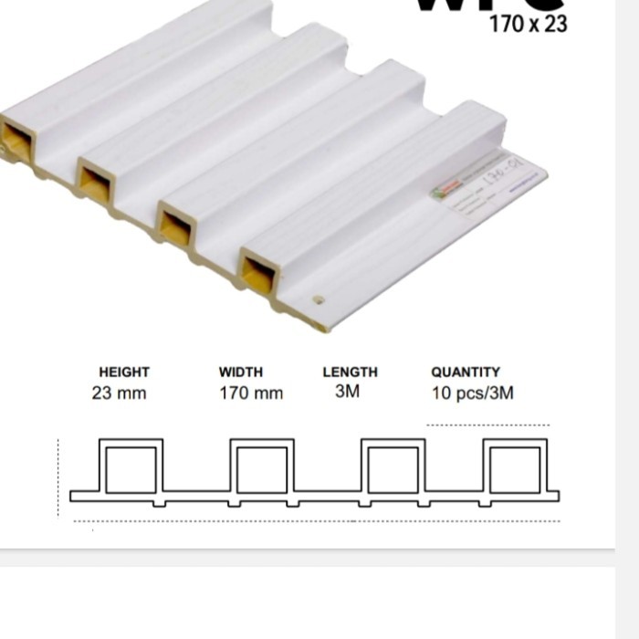Wall panel kisi ,WPC panel putih 300 x 16cm kode k 16-01 (putih)
