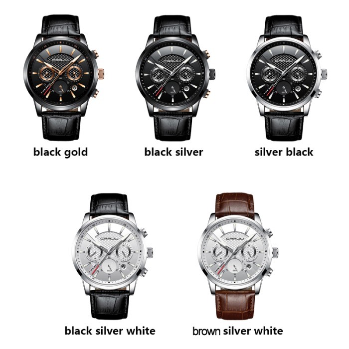 Jan Tangan Pria Crrju Chronograph Kalender Tahan Air Jam Kulit Kuarsa 2212 #Gratisongkir #Sale