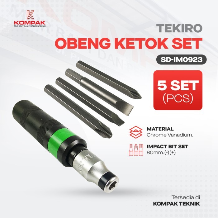 OBENG KETOK 5PCS TEKIRO IMPACT DRIVER DREI GEDOK OBENG GEDOK
