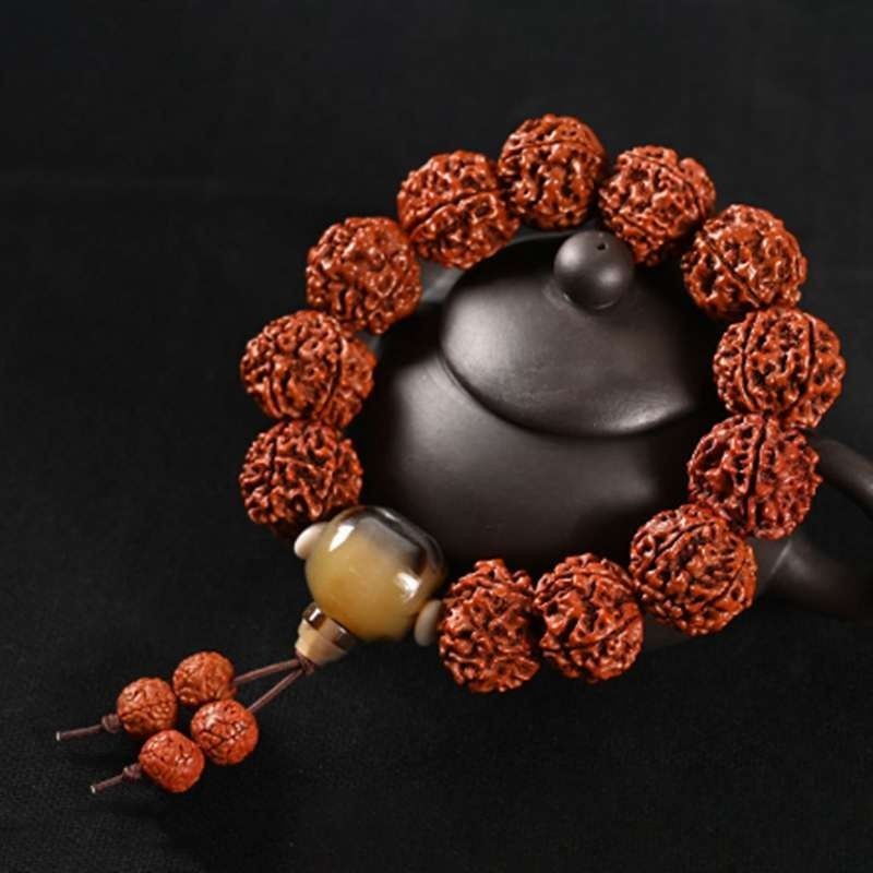 Rudraksha Gelang Manik-manik Buddha Gelang Manik-manik Tibet Lima Wajah Corpulent Kayu Gelang Rosari