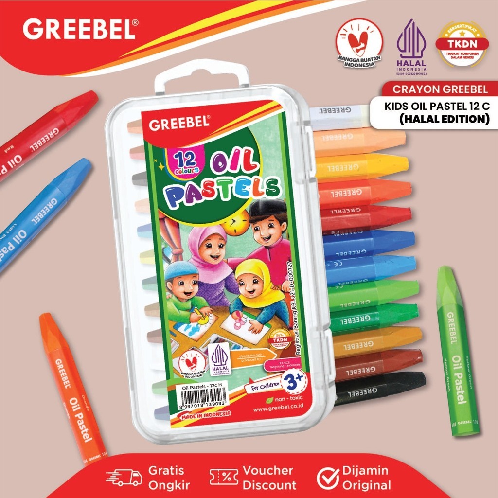 

Greebel Crayon Krayon 12 Warna Crayon Oil Pastel 12C / Crayon Greebel 12 Halal Edition