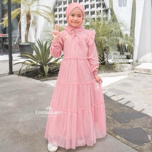 HK Emmaqueen Shea Dress Kids Gamis Tile Anak Muslim TERLARIS