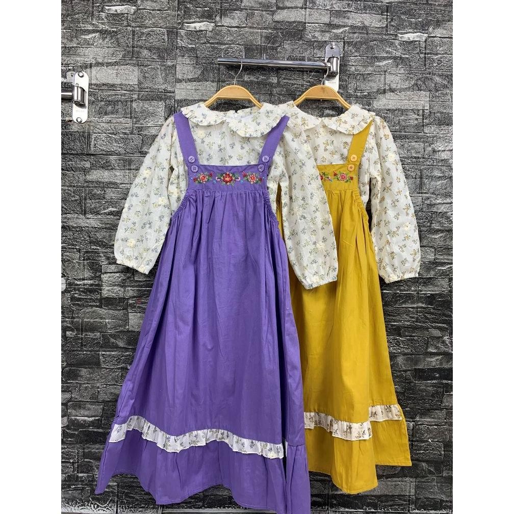 HK Nikita - 9808 Gamis Anak 3 - 10 Tahun Motif Bunga Bordir Kerah (Inner+Outer TERLARIS