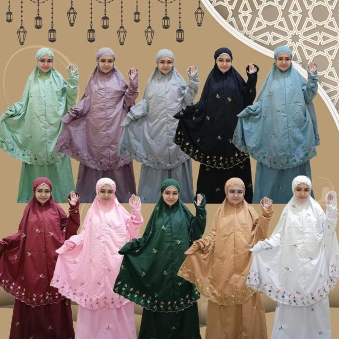 Terjangkau Mukena Katun Mikro Full Bordir/Mukena Setelan Berlengan/Size Jumbo