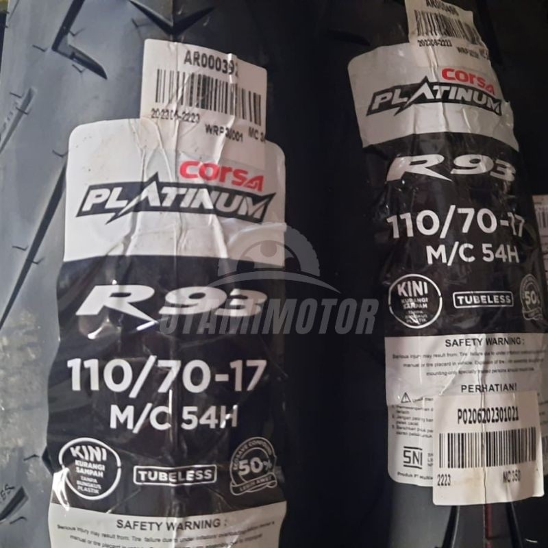 BAN MOTOR CORSA PLATINUM R93 RING 17 110/70-17 120/60-17 130/70-17 TUBELESS