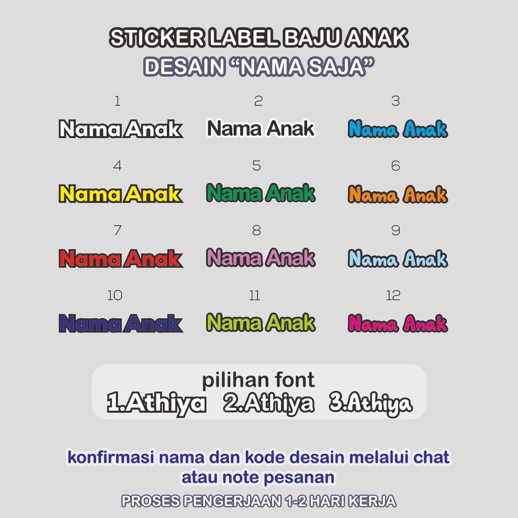 

Sticker Nama Baju Setrika Sticker Nama Untuk Baju Sticker Label Baju Nama Seragam Baju Anak 50pcs.