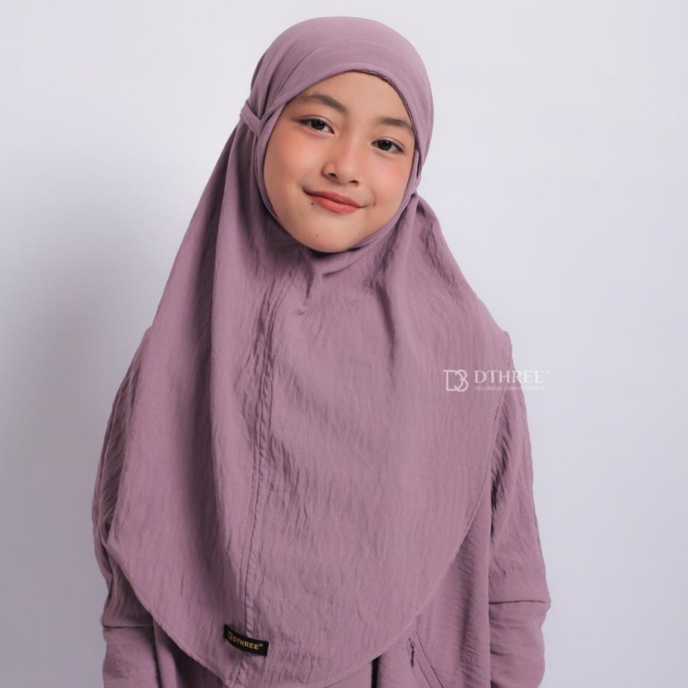HK Abaya Anak Maryam Series Rose Taupe dan Putih Gamis Anak Perempuan Syar'i Set TERLARIS