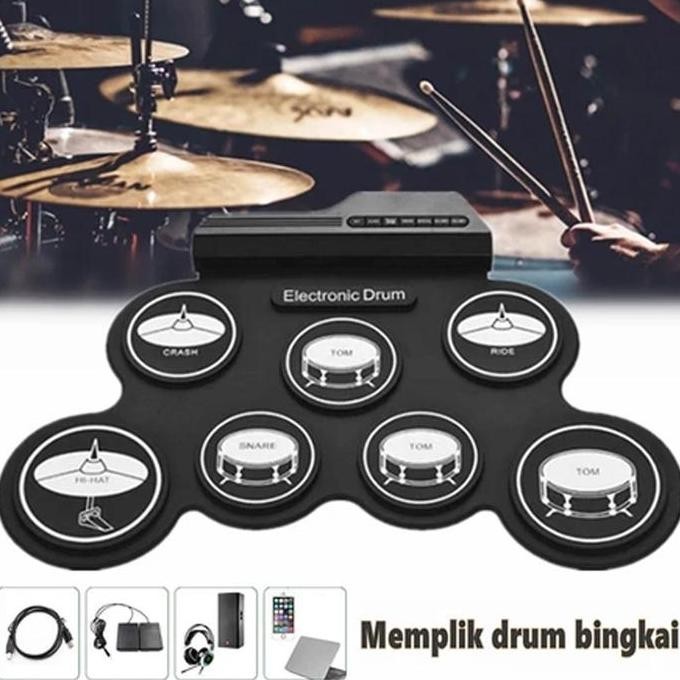 Electronic Portable Digital Drum Set | Electronic Bantalan Roll Up Drum Pad Kit | Elektrik Silicon D