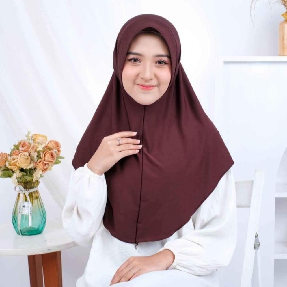 ORIGINAL (80ribu 10 pcs) Paket Jilbab Bergo Hamidah Menutup dada Pakai Logo Akrilik eH-23