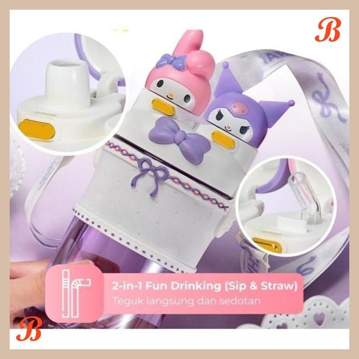 | KK | BOTOL MINUM SANRIO PREMIUM BOTOL MINUM ANAK 2IN1 SANRIO 700ML TRITAN KUROMI MELODY TEGUK SEDO
