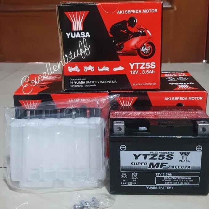 Aki motor YUASA YTZ5S 100% ORIGINAL untuk revo, beat, supra, mio dll