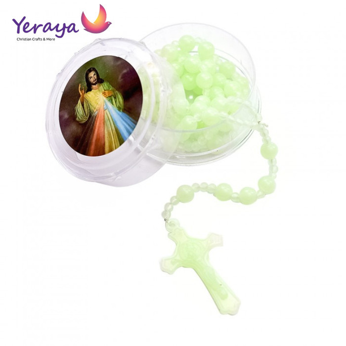 Rosario Fosfor Bulat 8mm - Kalung - Kalung Rosario - Katolik