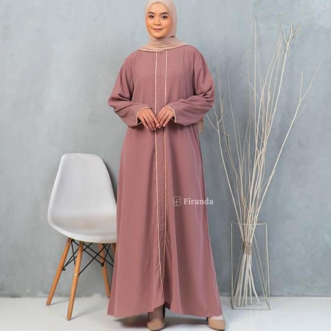 Firanda Abaya Turkey / Abaya Dress Turki Wanita / Gamis Abaya Basic Medina Busui Cantik Gold Kain Wo