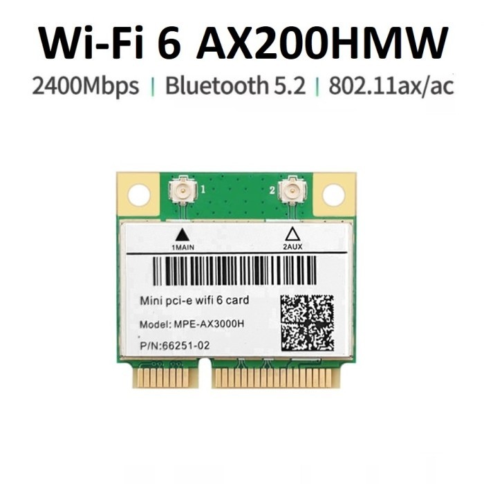 WiFi 6 AX200HMW Wireless Card Bluetooth 5 AX Half Mini PCIe AX200 HMW