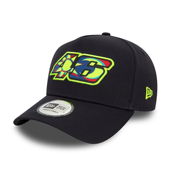 VR 46 Graphic Overlay Navy 9FORTY E-Frame Adjustable Cap New Era. Topi Unisex Pria Wanita